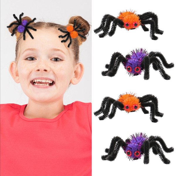 4Pcs Halloween Hair Clips Spider Hair Claw Clips Orange Purple Hair Accessories for Women Halloween Spider Hair Clip Cute Metal Decorative Hair Clips for Thick Thin Hair Styling Accessories