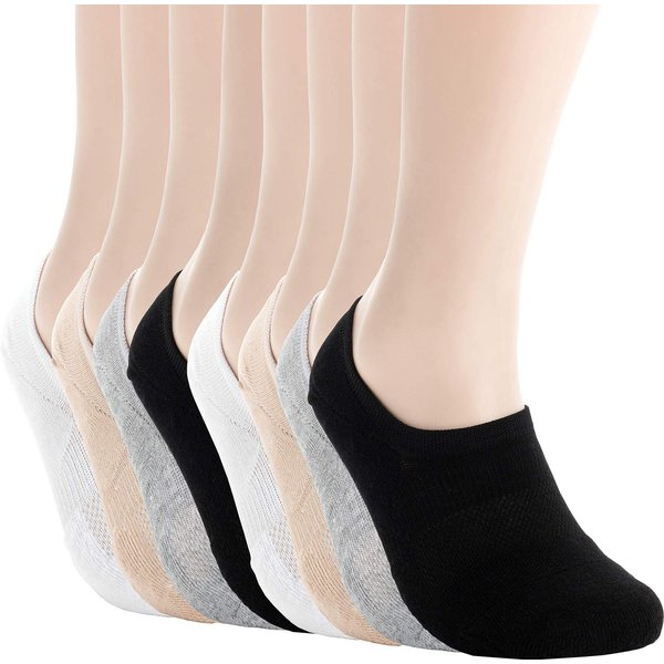 Pro Mountain No Show Socks Size S Assorted 8 Pack Women Cotton Cushion Footies Liner Sneakers Workout Loafer Footies Flats US Shoe 6-8