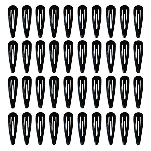 48-Pack Black Barrettes 2 Inches Metal Snap Hair Clips Tik Tik Clips Accessories for Girls, Kids, and Women, Value Pack