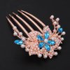 Chargances Boho Flower Blue Rhinestone Hair Comb Bride Wedding Pearl Crystal Hair Side Comb Luxury Beaded Handmade Hair Accessories for Women and Girls (Blue)