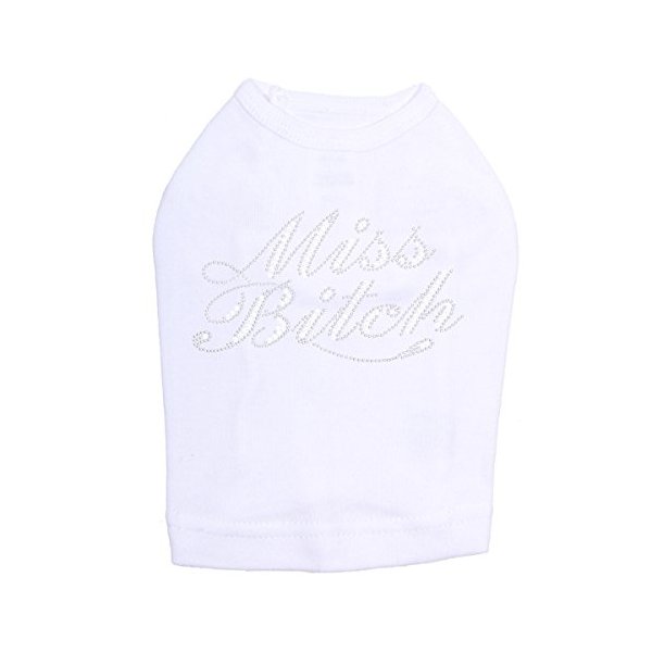 Miss Bitch (Rhinestone) Dog Shirt 3XL WHITE