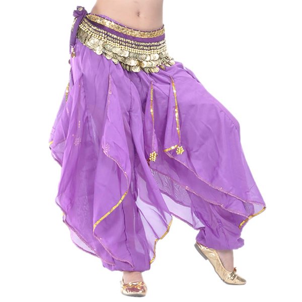 BellyLady Belly Dance Harem Pants Tribal Baggy Arabic Halloween Pant, Purple, Free Size