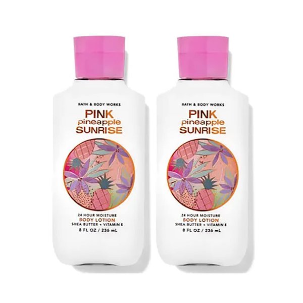 Bath and Body Works Super Smooth Body Lotion Sets Gift For Women 8 Oz -2 Pack (Pink Pineapple Sunrise)