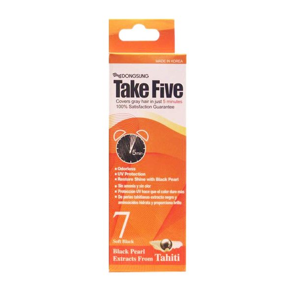 DONGSUNG Take 5 Hair Dye 100% Gray Hair Coverage 30g/1.06oz (No.7 Soft Black)