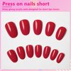 AddFavor Oval Press on Nails Short Fake Nails, 240pcs Bright Red Nails Press on Almond False Nail Full Cover Acrylic Nail for Women and Girls