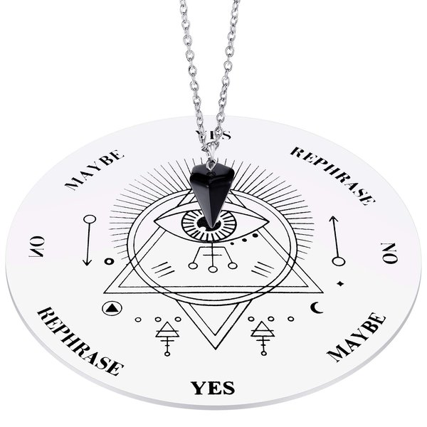 Jetec Wooden Pendulum Board Dowsing Divination Pendulum Witchcraft Altar Supplies with Crystal Necklace and Wooden Pendulum Board Metaphysical Message Board Kit, 3.9 Inch(White)