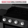 Unicook Grill Control Knob, 4 Pack Gas Burner Replacement Knobs, Chrome Plated Plastic with Nonslip Grip, Fits BBQ Gas Grills with D Shaped Valve Stem, Including 4 Knobs and 12 Adaptors