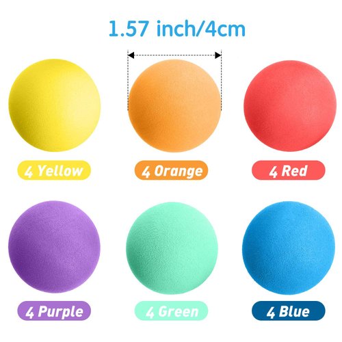 24 Pieces Soft Foam Balls Assorted Play Balls Mini Sponge Balls Sponge Lightweight Play Ball for Crafts Birthday Party Favors Bag Gifts Fillers