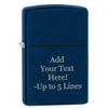 Zippo Lighter - Personalized Customize Message Engrave Matte Colors Windproof Lighter (Navy Blue) #239