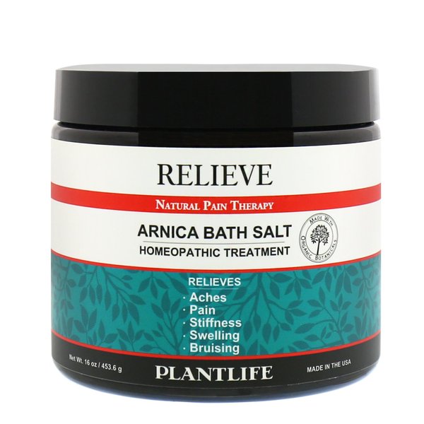 Plantlife Arnica Relieve Mineral Bath Salts - Made with Arnica and 100% Pure Essential Oils - Relieve Products are a Homeopathic Solution for Everyday Use - Works Quickly and Effectively