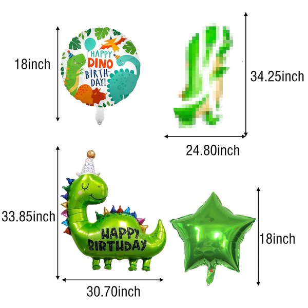 Dinosaur 1st Birthday Decorations Dinosaur Birthday Party Balloons Supplies Dinosaur Foil Balloons for Kids 1st Birthday Baby Shower Dinosaur Themed Party Decorations (1st Birthday)