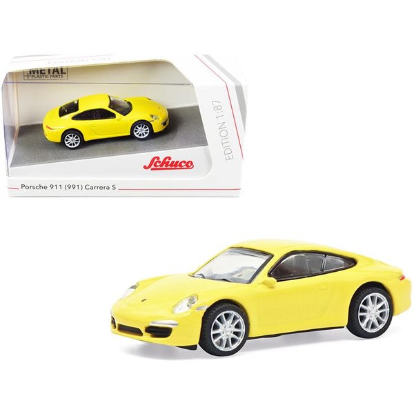 1/87 Schuco 911 (991) Carrera S Yellow (HO) Diecast Model Car - 452659900