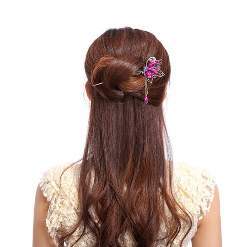 YOY Fashion Long Hair Decor Chinese Traditional Style Women Girls Hair Stick Hairpin Hair Making Accessory with Butterfly,Violet