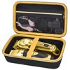Case Compatible with Hair Clipper Barber, Trimmer Travel Storage Organizer for T Finisher Liner, Comb Cutting Guide, Clipper Blade Oil, Cleaning Brush and Other Grooming Kit - Black Case+Gold Zipper