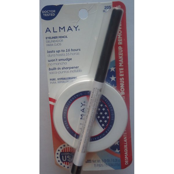Almay Eyeliner #205 Black+bonus Eye Makeup Remover Pads