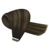 Sunny Hair Tape in Extensions Straight Skin Weft Tape in Hair Extensions Invisible Tape in Hair Extensions Human Hair 20Pcs Hair Extensions Real Human Hair Darkest Brown Balayage Medium Brown 18inch