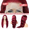 pidrez 99j Burgundy Lace Front Wigs Human Hair 28 Inch 13x6 Body Wave Lace Front Wigs Human Hair Pre Plucked 180 Density HD Transparent Red Colored Wigs Human Hair for Women with Baby Hair