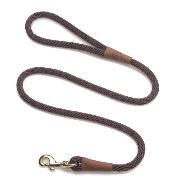 Mendota Pet Snap Leash - British-Style Braided Dog Lead, Made in The USA - Brown, 3/8 in x 6 ft - for Small/Medium Breeds