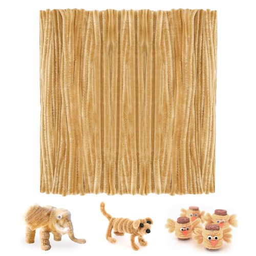FirstKitchen Pipe Cleaners Craft, 200pcs Light Brown Pipe Cleaner for Craft, 0.23"X12" Plush and Pliable Bulk Chenilles Stems Pipe Cleaner, Craft Pipecleaners for DIY Arts Crafts