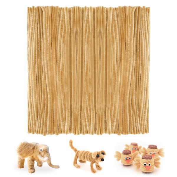 FirstKitchen Pipe Cleaners Craft, 200pcs Light Brown Pipe Cleaner for Craft, 0.23"X12" Plush and Pliable Bulk Chenilles Stems Pipe Cleaner, Craft Pipecleaners for DIY Arts Crafts