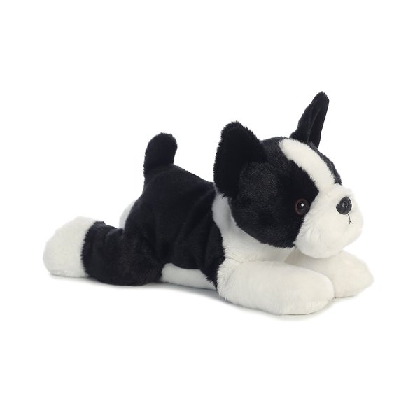 Aurora® Adorable Flopsie™ Buster™ Boston Terrier Stuffed Animal - Playful Ease - Timeless Companions - Black 12 Inches