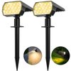 WELALO Solar Spot Lights Outdoor, [2 Pack/52 LED/3 Modes] 2-in-1 Solar Landscape Spotlights, Solar Powered Security Lights, IP65 Waterproof Wall Lights for Walkway Yard Garden Driveway(Warm White)