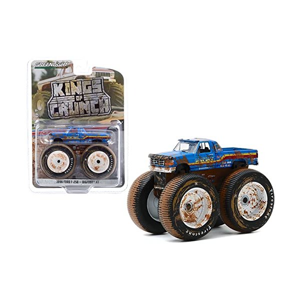 1996 Ford F-250 Monster Truck (Dirty Version), Bigfoot #7 - Greenlight 49070-F - 1/64 Scale Diecast Model Toy Car