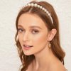 JWICOS 3Pcs White Faux Pearl Headbands Bridal Hair Hoop Hairbands Wedding Hair Accessories for Women and Girls