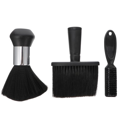LALAFINA Hair Brush Set, 3pcs Neck Duster for Barbers - Hair Cutting and Cleaning Brush for Salon Professionals, Men and Women, Black