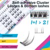SWINGING Self Adhesive Flat Lash Clusters & Bottom Lashes Eyelash Clusters D Curl Cluster Eyelash Extensions Double Tips Soft Lightweight Reusable Individual Lashes (Flat&Bottom-1)
