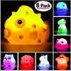 Bath Toys, 8 Pcs Light Up Floating Rubber Animal Toys Set, Flashing Color Changing Light in Water, Baby Infants Kids Toddler Child Preschool Bathtub Bathroom Shower Games Swimming Pool Party