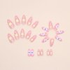 24 Pcs Pink Press on Nails Almond Medium Kawaii Cute Fake Nails Press ons Fashion Nail Tips Full Cover False Nails with Designs Stick on Nails Glue on Nails Acrylic Nail Kit Art for Women Manicure