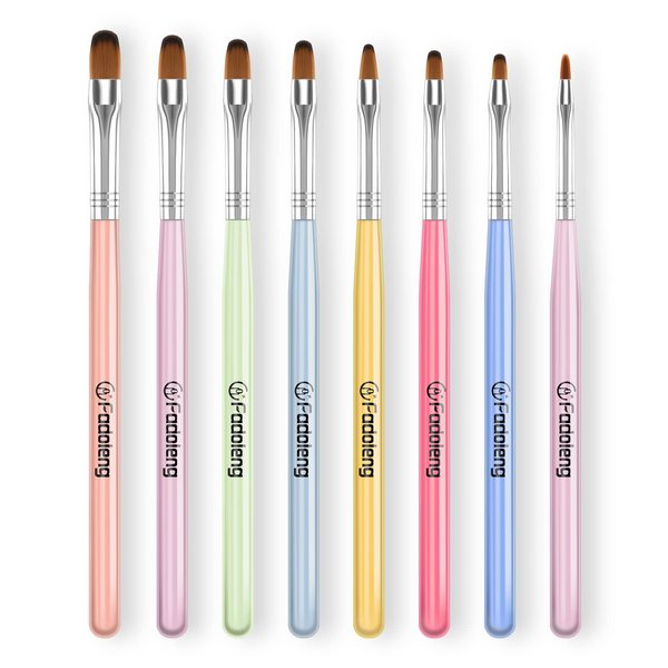 Gel Nail Brush, 8Pcs Acrylic Nail Sculpting Brush for Salon at Home DIY Manicure with Tips Builder Brush Pen and Structure Gel Brush
