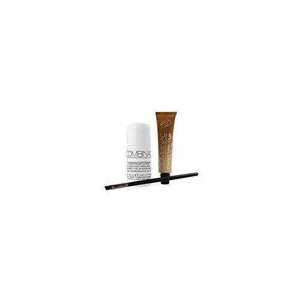 Combinal Cream Hair Dye (Light Brown) .5 oz with Brush & 5% Hydrogen Peroxide .7 oz