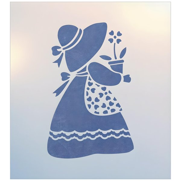 Sunbonnet Sue 3 Stencil - 4" x 6.2" Children Kids Drawing Sidewalk Chalk Washable Plastic Fun Art DIY Template Reusable Laser Cut Mylar for Painting Home Decor DIY Crafts - The Artful Stencil