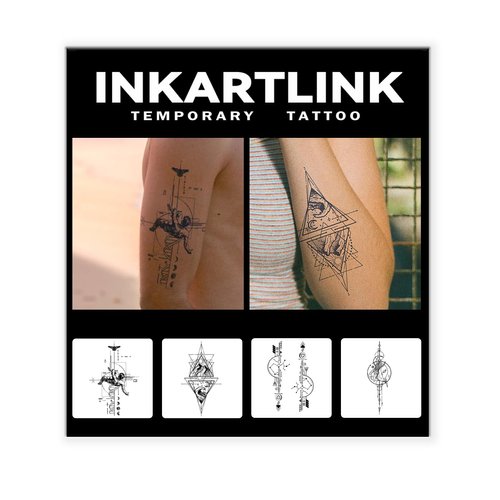 INKARTLINK Tattoo Tech, 4 Sheets Semi Permanent Tattoo, Adult Art Design Temporary Tattoos, Lasts 1-2 Weeks, Waterproof, Realistic Look, No Adhesive, No Reflection (Descend Angel Design)