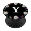 Cell Phone Pop Out Holder,Black White Daisy Flower Letter Y PopSockets Grip and Stand for Phones and Tablets