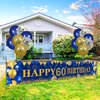 60th Birthday Decorations for Men Women Navy Blue and Gold 60th Birthday Yard Banner and 18 PCS 60th Birthday Balloons Birthday Party Supplies for Anniversary Birthday Party Indoor Outdoor Yard Decor