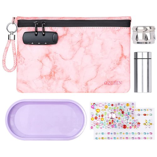 Smell Proof Bag with Combination Lock Great Gift Sets For Women Certificates Organizer PU Leather Lock Bag Travel Storage Case 10 x 7 inches