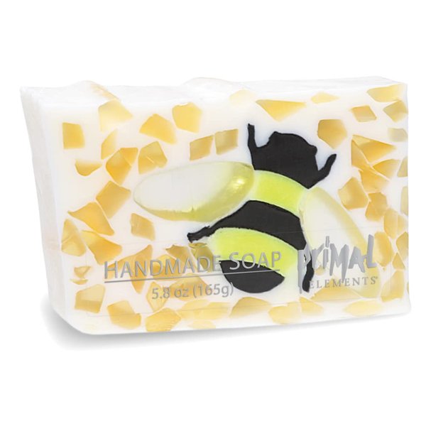 Primal Elements Glycerin Bar Soap | Helps All Skin Types, Sensitive, Oily & Dry Skin | NO PARABENS, VEGAN, GLUTEN FREE, 100% VEGETABLE BASE - (Honey Bee)