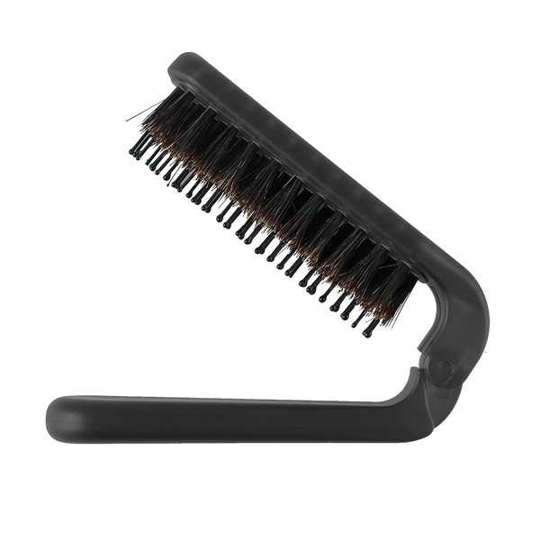 ​Travel Folding Hair Brush, Collapsable Pocket Portable Beard Hairbrush, Mini Boar Bristle Hair Brush for Thin Thick Dry Wet Curly Straight Hair, Women Men Hair Styling Tool (Black)