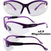 Birdz Eyewear Flamingo Women's Work Safety Glasses Bifocals Readers Purple Frame + 2.5 Magnification Clear Lenses