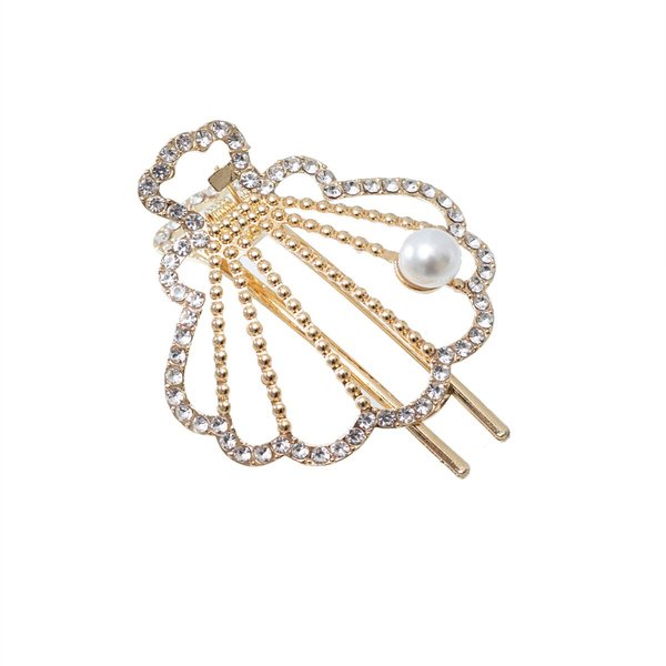 Crystal Hair Clips, Handmade Rhinestones Hair Barrettes, Hollow Geometric Pearl Hair pins, Wedding Hairpin Hair Accessories for Women Girls