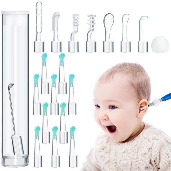 20 Pieces Replacement Silicone Ear Spoon Accessories Set Reusable Ear Spoon Wax Remover Visible Ear Scoop Transparent Skin-friendly Spoon Cleaner for Family Baby Ear Health Care