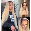 Ombre Blonde Lace Front Wigs for Women 13x4 HD Lace Human Hair 1B613 28 Inch 150% Density 2 Tones with Dark Roots Bleached Knots Glueless Transparent Lace Frontal Wigs Pre plucked Natural Hairline