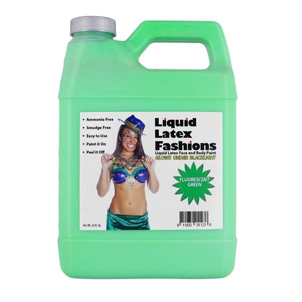 Fluorescent Green Liquid Latex Body Paint - 32 Oz for Adults and Kids, Zombie Skin Makeup Paint, Ideal for Schools, Parties, Theater, Cosplays, Carnivals
