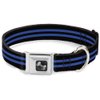 Dog Collar Seatbelt Buckle Stripe Black Blue 16 to 23 Inches 1.5 Inch Wide