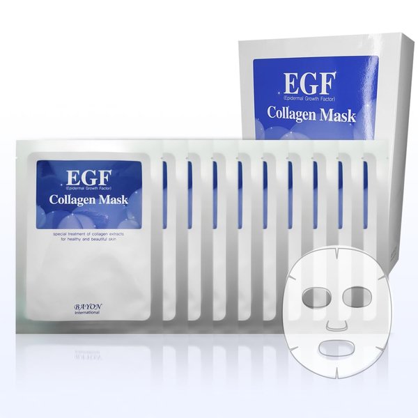 EGF Collagen Face sheet Mask 1.18OZ*10. 1Day 1Mask. Special Treatment for Firming and Reducing Signs of Aging,Provides nutrition to the neck and face with a generous amount of collagen extract.