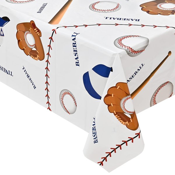 Lecferrarc 2 Pcs Baseball Tablecloth Baseball Plastic Table Cover 87 x 51 Inches Baseball Party Table Covers for Baseball Theme Birthday Party Decorations
