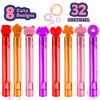 VKTEN 32Pcs Valentines Day Mini Bubble Wands Assortment 8 Styles Bubble Party Favors for Kids, Bubbles for Kids, Valentines School Classroom Exchange Prizes Gifts